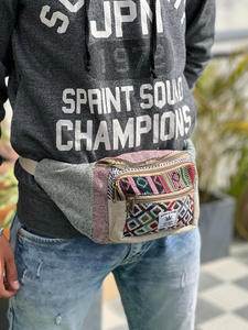 New Western Stylish Handmade Jute Cotton Hemp Fanny Packs Hot Selling Sustainable Eco Friendly Bohemian Unisex <b>Waist</b> Bags - Product Image 3