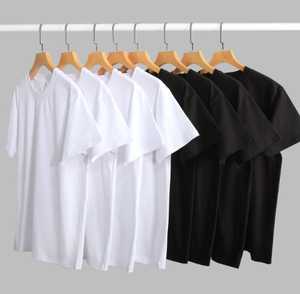 T-shirt décontracté en coton pur tricoté, coupe ample, col blanc, manches courtes, tendance, grandes tailles, avec logo personnalisé OEM - Product Image 5