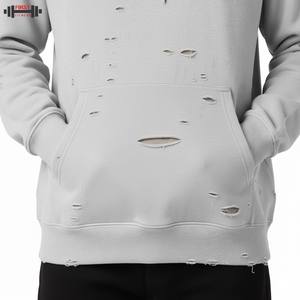 Meilleur prix pulls à capuche doublés pour hommes 100% coton polaire coupe-vent respirant hiver vêtements confortables teints en plaine - Product Image 5