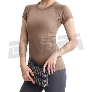 เสื้อออกกำลังกายแขนสั้นสำหรับผู้หญิงเสื้อยืดออกกำลังกายไร้รอยต่อน้ำหนักเบายืดได้สำหรับออกกำลังกายในยิมวิ่งโยคะกีฬาสันทนาการ2025 - Product Image 3