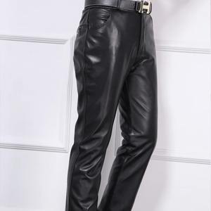 Pantalones de Cuero para Hombre, Cintura Elástica, Corte Regular, Impermeables, Transpirables, Gruesos, Cálidos para Invierno, Talla Grande, Estilo Urbano - Product Image 6