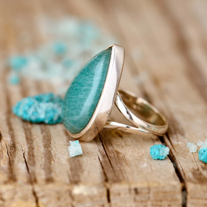 Anillo de lágrima de amazonita para mujer con diamante de plata esterlina joyería Bohemia declaración gruesa anillo de piedra grande - Product Image 2
