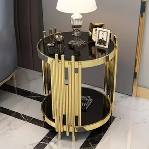 modern design stainless steel frame rock plate round coffee table luxury cafe table side table for living room