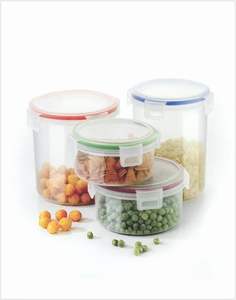 1000ml Small <b>Plastic</b> Round Food <b>Container</b> Lock <b>Lid</b> White Airtight Storage Multi Size 300 - 1900ml Kitchen India Made - Product Image 1