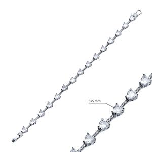 Cluster Tennis Bracelet Blanc Pierre Coeur Conception CZ Turc En Gros 925 En Argent Sterling Fine Jewelry - Product Image 2