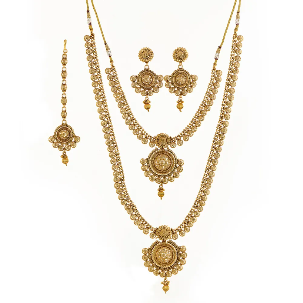 Collier long combiné antique inspiré célèbre ensemble avec des bijoux arabes plaqués or pour les femmes