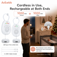 Moniteur audio portable pour bébé avec deux batteries de 1000 mAh, chargement Type C et communication bidirectionnelle pour les voyages, la crèche et l'usage familial quotidien