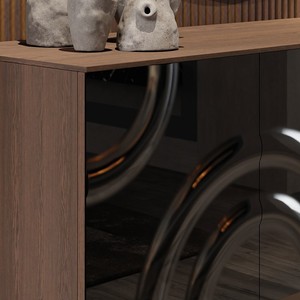Luxury Wave Design Wooden <b>Sideboard</b> Modern Living Room Buffet Cabinet with Melted Glass Doors - Product Image 5