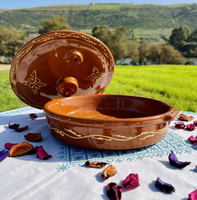 Tajine rond classique peint à la main, grand pot de cuisson marocain en céramique émaillée, sans plomb, fait main, certifié CEE
