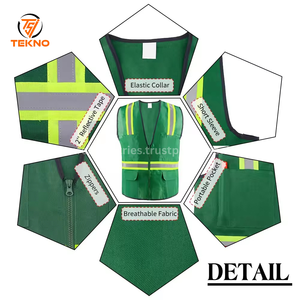 Haute qualité hommes haute visibilité sécurité travail gilet vêtements de travail sécurité rouge réfléchissant Construction gilet travail gilet service OEM - Product Image 2