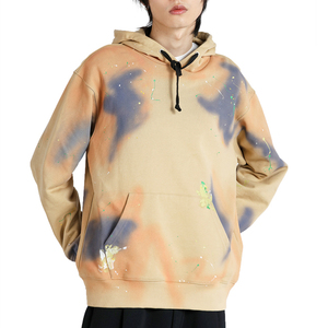 เสื้อฮู้ดสีเบจแบบยูนิเซ็กซ์ พิมพ์ลายสเปรย์ ทรงโอเวอร์ไซส์ ผ้าเฟรนช์เทอร์รี่ สวมใส่สบายๆ สำหรับฤดูใบไม้ร่วง ผลิตจากผ้าฝ้าย 100% กันลม - Product Image 1