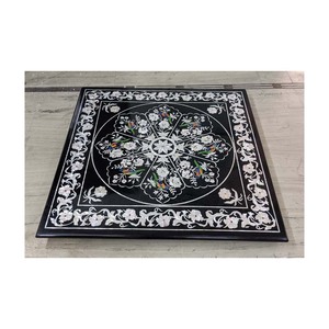 Mesa con incrustación de mármol negro para comedor y sala de estar, mesa con forma cuadrada de la mejor calidad, Dura - Product Image 1