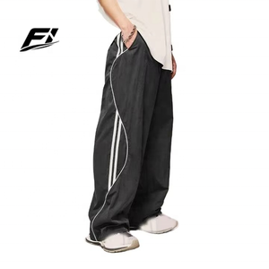 Custom Streetwear Windbreaker men's pants Casual Breathable Side Stripe Drawstring Summer Waterproof Plus Size <b>Athletic</b> Bottoms - Product Image 1
