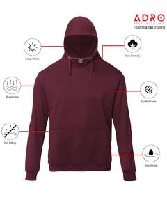 Sudadera con capucha de ajuste relajado de mezcla de algodón sólido informal para hombre personalizada con cierre de cordón - Product Image 6