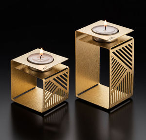 Support de Bougie Votive Moderne de Luxe en Métal Argenté Plaqué Or, Taille Personnalisée, Fait Main, Qualité Exceptionnelle, pour Maison et Mariage, avec Verre - Product Image 1