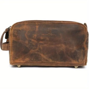 Real Leather Portable <b>for</b> <b>Bag</b> <b>for</b> Travel Shaving Dopp Kit Organizer Zipper Hasp Closure Soft Handle <b>for</b> <b>Men</b> Women Water - Product Image 5