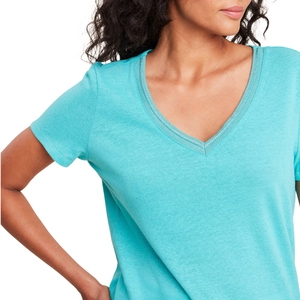 Camiseta de algodón con cuello en V de alta calidad, blusa duradera para mujer, pedidos a granel para compradores internacionales, proveedor confiable, Tops para mujer - Product Image 5
