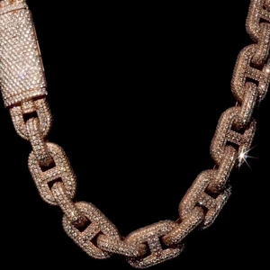 Moissanite Cuban Link <b>Chain</b> Gift for Men's 15mm Round Cut <b>Iced</b> <b>Out</b> Hip Hop Style Rhodium Plated Wedding 925 Sterling Silver - Product Image 3