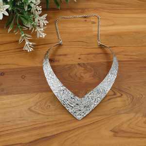 สร้อยคอเงินรูปตัววีแบบหนา สไตล์โมเดิร์น  สำหรับผู้หญิง - Product Image 2