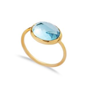 แหวนสเตอร์ลิงทำมือสำหรับ925หินควอทซ์สีทองตัวเรือนรูปไข่สีทองดีไซน์แบบตุรกี - Product Image 1