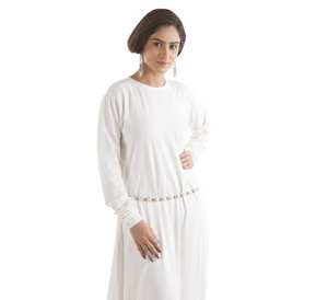 <b>White</b> Color in Organic Fabric With Round Neck Design and Extra Long Sleeves Comfortable Abayas <b>for</b> <b>Women</b> Customized Dress - Product Image 1
