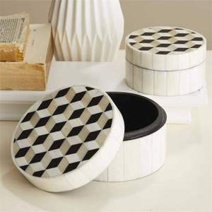 Boîte à bijoux rectangulaire polie faite à la main, vente chaude, élégante, pliable, rangement, incrustation d'os, écologique, décoration de la maison, cadeau de Noël - Product Image 4