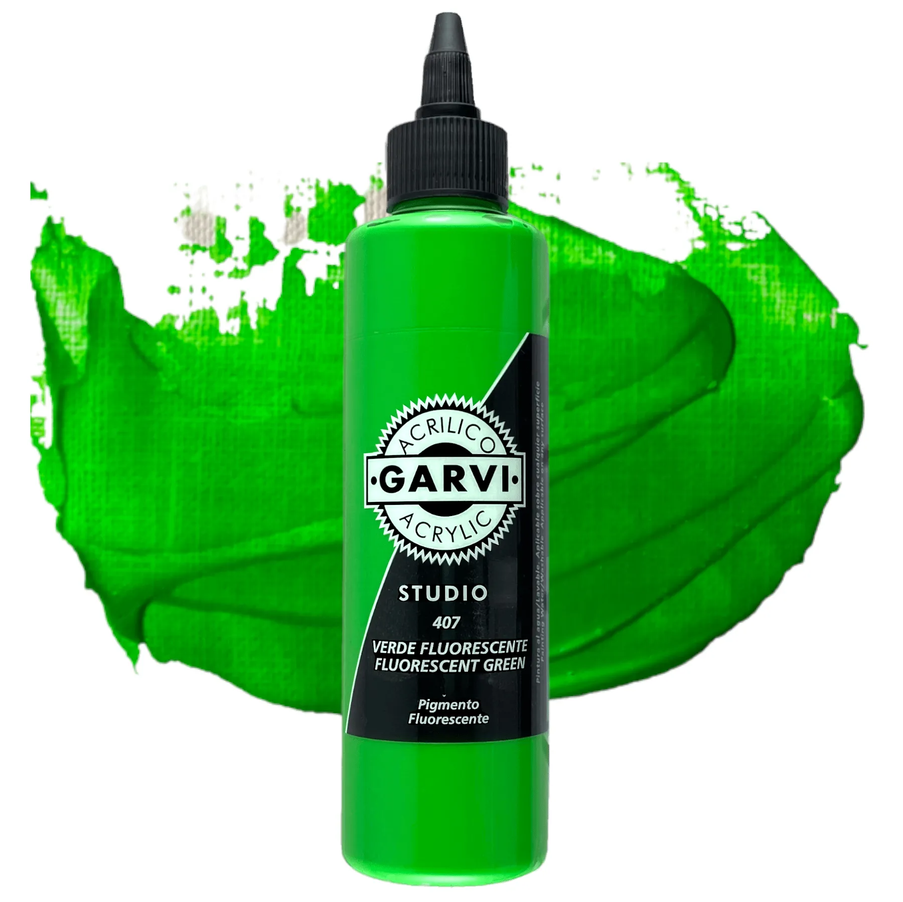 Peinture acrylique crémeuse GARVI vert FLUORESCENT artisanat d'art fin et bouteille de bricolage de 200ml