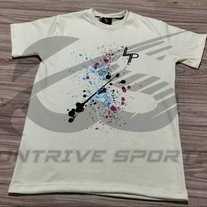 Hoge Kwaliteit 300 Gsm Dik Katoen Custom Zeefdruk Verf Spatten T-Shirts Regular Fit Zomer Shirt Mannen Ronde Hals T-Shirt