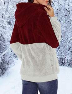 Sweat à capuche en polaire zippé unisexe de haute qualité pour l'hiver, sweat-shirt décontracté pour femmes, double polaire, sweat à capuche zippé en fausse fourrure - Product Image 5