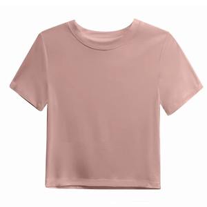 Tops cortos ajustados de estilo veraniego para mujer de alta calidad, camiseta ecológica informal personalizada de manga corta con estampado de alta moda - Product Image 5