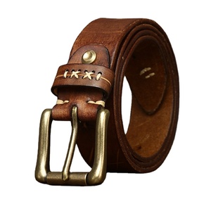 Cinturón Casual de Cuero Genuino de Primera Capa para Hombre, Estilo Vintage, Transpirable e Impermeable, con Hebilla de Cobre - Product Image 4