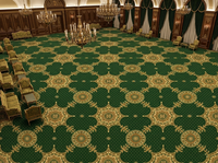 Dalles de moquette carrées de luxe, design baroque vert classique, antistatiques, sur mesure, résistantes, pour hall d'hôtel de prestige