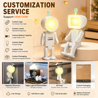 Lampe de chevet LED robot astronaute à piles, mignonne, magnétique, DIY, pour enfants, cadeau, décoration, prix bas, vente en gros