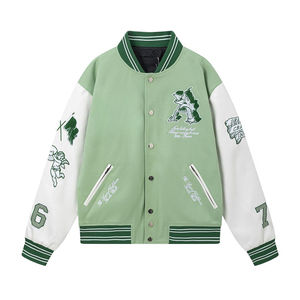 แจ็กเก็ตทีมเบสบอลหนาคุณภาพสูงสำหรับผู้ชายมาใหม่คอปกตั้งปักผ้าแคนวาสสำหรับสวมใส่ตามท้องถนนไซส์ใหญ่พิเศษ - Product Image 5