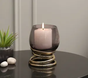 Portavelas de mesa de aluminio para comedor Metal y vidrio Decoración navideña para el hogar Diseño elegante del artista - Product Image 5