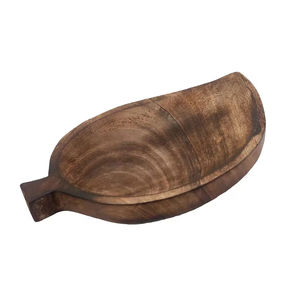 Plato para servir de madera de mango profundo largo Natural con asa, tabla segura para alimentos, plato de queso, cena, desayuno, plato de aperitivos, novedad - Product Image 5