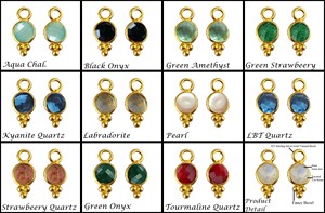 Pendentifs de lunette fantaisie en Vermeil doré, pierre précieuse ronde de fraise verte, taille de 4mm, pendentif de lunette rond en argent Sterling 925 - Product Image 3