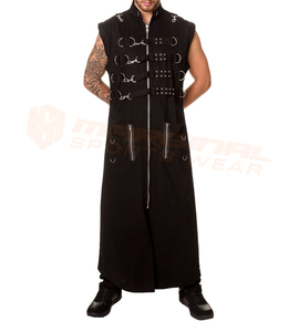 Manteau long gothique punk vampire en similicuir personnalisé avec chaînes et boucles, costume d'Halloween pour hommes, personnalisé - Product Image 4