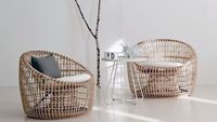 Chaise longue ronde en rotin naturel faite à la main avec coussin Sièges tissés intérieurs et extérieurs pour meubles de maison et salon
