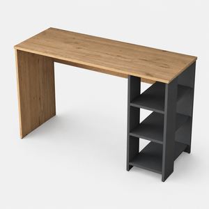 Table de bar moderne en MDF imitation bois avec étagères de rangement, longue table de jeu pour la maison et l'appartement - Product Image 1