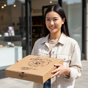 Eco-friendly Kraft Paper Custom Printed <b>Pizza</b> <b>Box</b> Biodegradable & Microwave Safe for Takeaway Food Packaging and Branding - Product Image 6