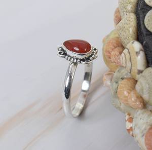 Anillo de piedras preciosas talladas en forma de pera suave de cornalina Natural, anillos de moda para fiesta de Plata de Ley 925, joyería para mujer a granel - Product Image 5