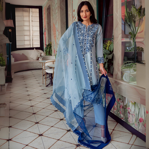 Vestido de fiesta paquistaní Salwar Kameez informal de estilo indio, vestido de fiesta paquistaní, traje de algodón para mujer, vestidos elegantes cosidos para mujer - Product Image 1