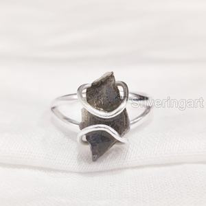 Anillo de Plata de Ley 925 con Labradorita Natural en Bruto Ajustable para Mujer, Joyería de Piedra Natural, Ideal para Fiestas y Navidad - Product Image 4