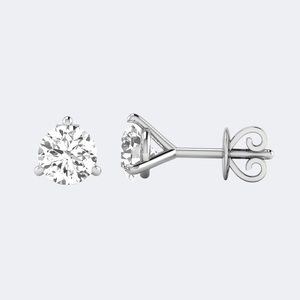 Boucles d'oreilles en diamant rond taille brillant 3,00 CTW, style classique à 3 griffes, diamant de laboratoire cultivé VVS VS, or blanc, or rose, bijoux - Product Image 6