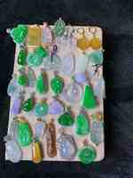 Naturel A Type 18K Or Incrusté De Glace Ruyi Ping An Anneau De Retenue Bouddha Fu Melon & Haricots Pendentif Chanceux Jade Émeraude Pendentif