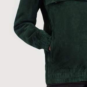 Veste pull en daim à capuche verte personnalisée de haute qualité pour hommes col montant hiver professionnel OEM Service avant Logo - Product Image 5