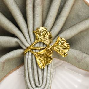 Anneaux de serviette de luxe en métal doré à feuilles pour la décoration de table de restaurant de mariage au prix de gros - Product Image 5