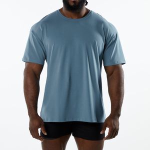 T-shirts personnalisés poids lourd Boxy pour hommes 100% coton Jersey décontracté motif solide épaule tombante couleur unie utilisé balle de vêtements teints - Product Image 1