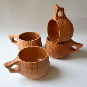 DEBE Taza de té de madera natural de madera para vino, café, agua, Bebidas frías calientes, taza para beber, taza de té de madera de estilo japonés - Product Image 1
